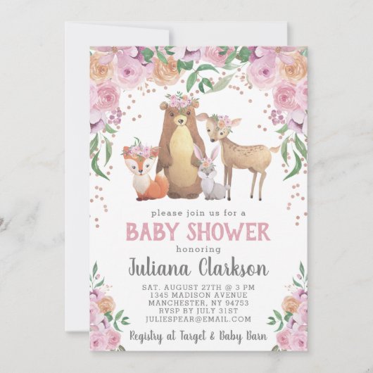Invitation Baby shower forestier (Devant)