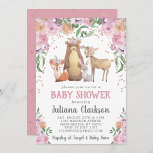 Invitation Baby shower forestier