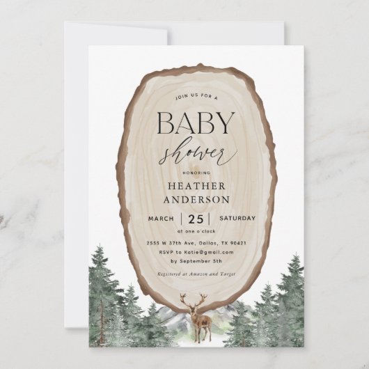 Invitation Baby shower forestier Adventure Fall Mountain (Devant)