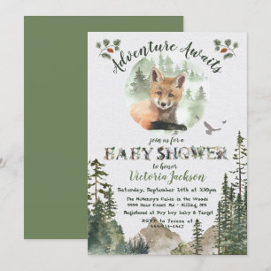 Invitation Baby shower forestier Adventure Woodland Baby Fox