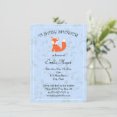 Invitation Baby shower forestier Blue Floral Fox (Debout devant)