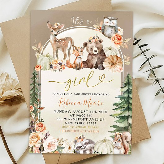 Invitation Baby shower forestier Boho de automne