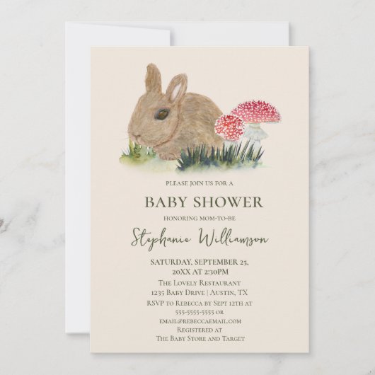 Invitation Baby shower forestier Bunny Fall | Cottage (Devant)