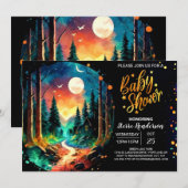 Invitation Baby shower forestier chic enchanté (Devant / Derrière)