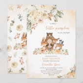 Invitation Baby shower forestier d'automne (Devant / Derrière)