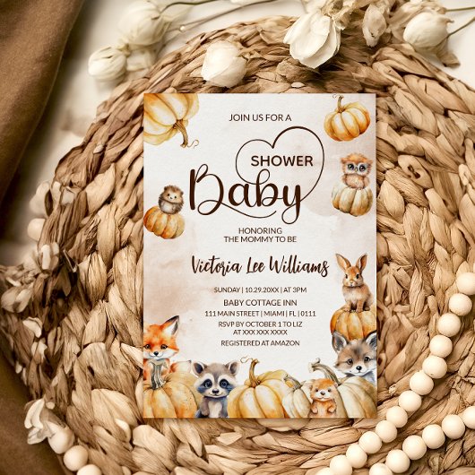 Invitation Baby shower forestier d'automne