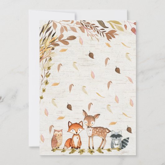 Invitation Baby shower forestier d'automne (Dos)