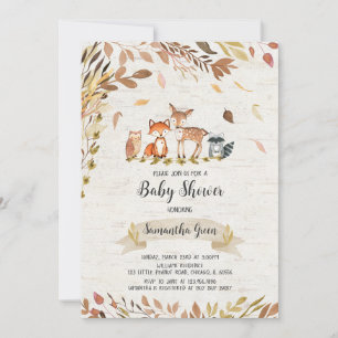 Invitation Baby shower forestier d'automne