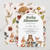 Invitation Baby shower forestier d'automne neutre pour les ho (Devant / Derrière)