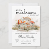 Invitation Baby shower forestier de champignons enchanté (Devant)