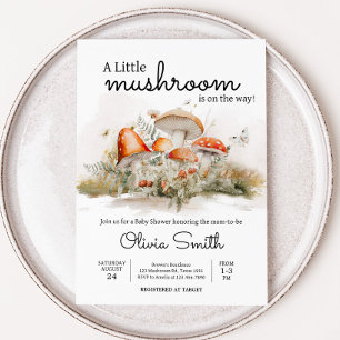 Invitation Baby shower forestier de champignons enchanté