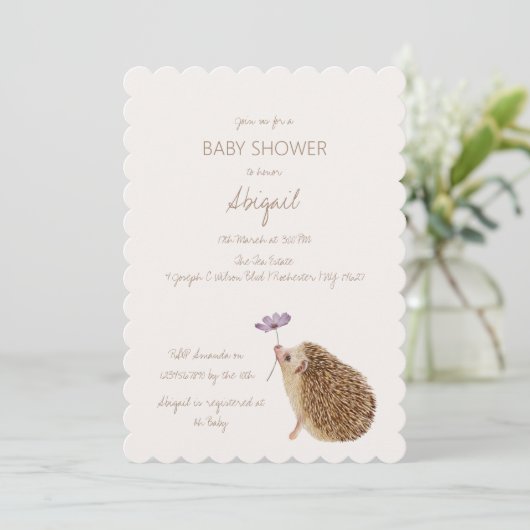 Invitation Baby shower forestier de Hérisson (Debout devant)