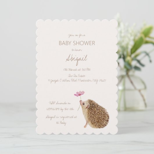 Invitation Baby shower forestier de Hérisson (Debout devant)