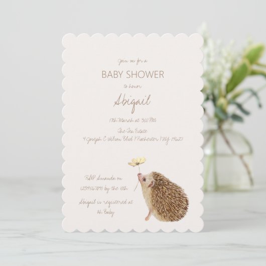 Invitation Baby shower forestier de Hérisson (Debout devant)