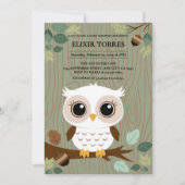 Invitation Baby shower forestier de la Chouette rustique (Devant)