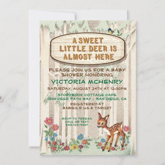 Invitation Baby shower forestier de la forêt de cerfs-bébés (Devant)