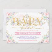 Invitation Baby shower forestier de la pinte rose pourpre (Devant)