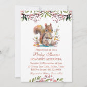 Invitation Baby shower forestier de l'écureuil des bois migno (Devant)
