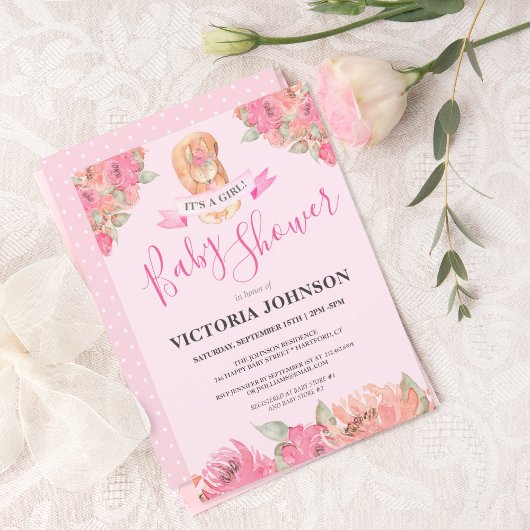 Invitation Baby shower forestier d'écureuil floral de Boho do