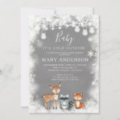 Invitation Baby shower forestier des forêts d'hiver (Devant)