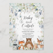 Invitation Baby shower forestier d'hiver (Devant / Derrière)