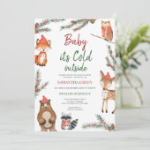 Invitation Baby shower forestier d'hiver (Debout devant)