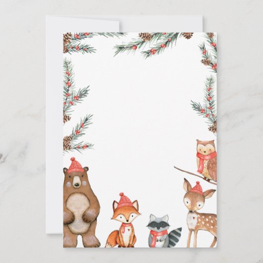 Invitation Baby shower forestier d'hiver (Dos)