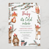 Invitation Baby shower forestier d'hiver (Devant / Derrière)