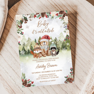 Invitation Baby shower forestier d'hiver