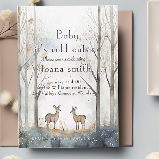 Invitation Baby shower forestier d'hiver