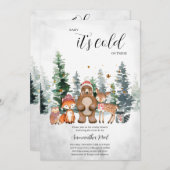 Invitation Baby shower forestier d'hiver (Devant / Derrière)