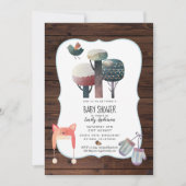 Invitation Baby shower forestier d'hiver Rustique (Devant)