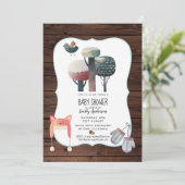 Invitation Baby shower forestier d'hiver Rustique (Debout devant)