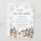 Invitation Baby shower forestier d'hiver Silver (Devant)