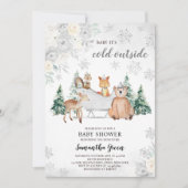 Invitation Baby shower forestier d'hiver Silver (Devant)