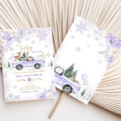 Invitation Baby shower forestier d'hiver violet