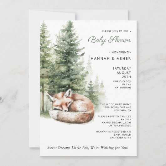 Invitation Baby shower forestier du petit Rascal Raccoon (Devant)