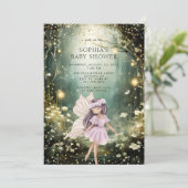 Invitation Baby shower forestier enchaîné de fées (Debout devant)