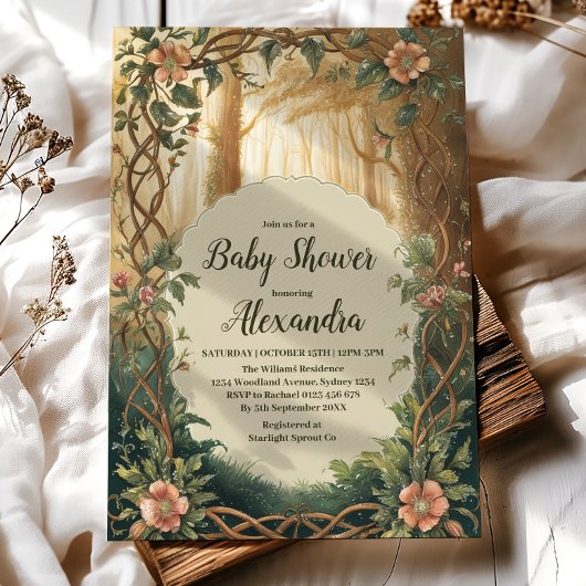 Invitation Baby shower forestier enchanté