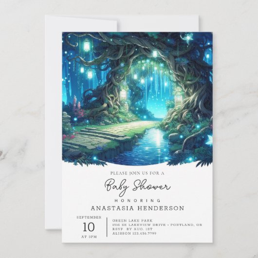 Invitation Baby shower forestier enchanté Pastel Whimsy (Devant)