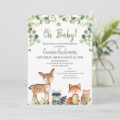 Invitation Baby shower forestier Eucalyptus neutre pour les f (Debout devant)