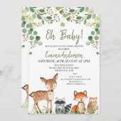 Invitation Baby shower forestier Eucalyptus neutre pour les f (Devant / Derrière)