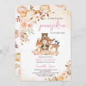 Invitation Baby shower forestier floral automne (Devant / Derrière)