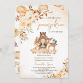 Invitation Baby shower forestier floral automne (Devant / Derrière)