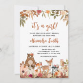Invitation Baby shower forestier Floral Fall (Devant)