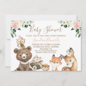 Invitation Baby shower forestier flou et blanc (Devant)