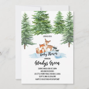 Invitation Baby shower forestier hivernal neutre pour les fem