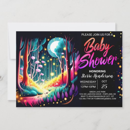 Invitation Baby shower forestier luciole Dreamy (Devant)