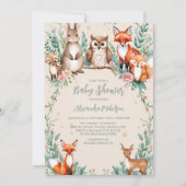 Invitation Baby shower forestier moderne Animaux forestiers (Devant)