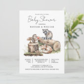 Invitation Baby shower forestier moderne Animaux forestiers (Debout devant)